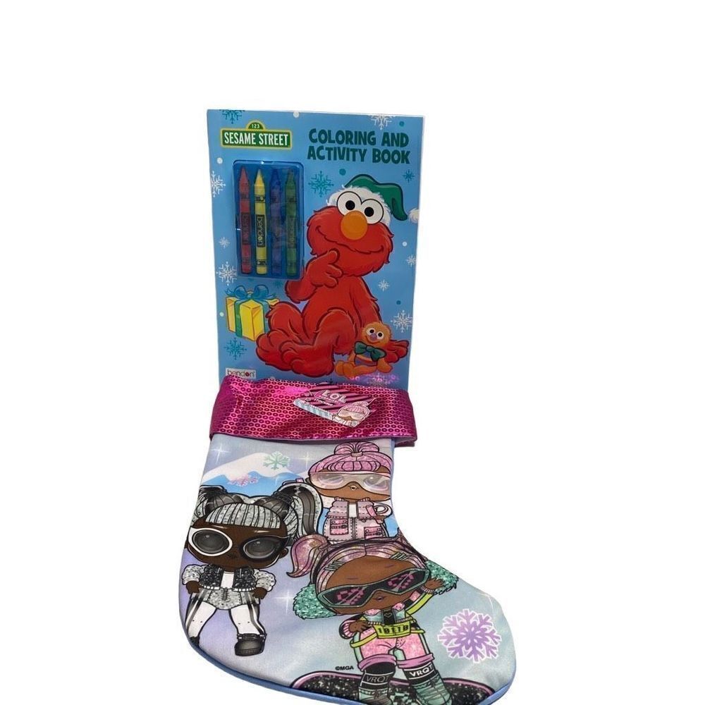 LOL Christmas Stocking and SESAME STREET Holiday  Coloring And Activity Book‎
